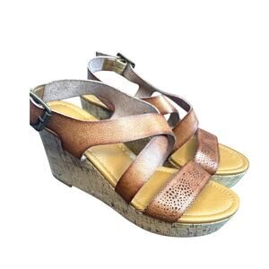 Nicole Cork Wedge Sandals - Size 7.5 M